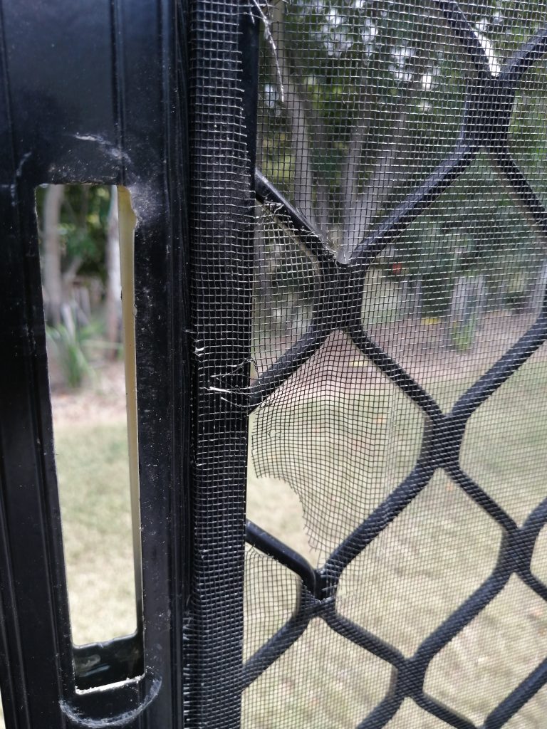 Security door that is damaged and needs to be replaced