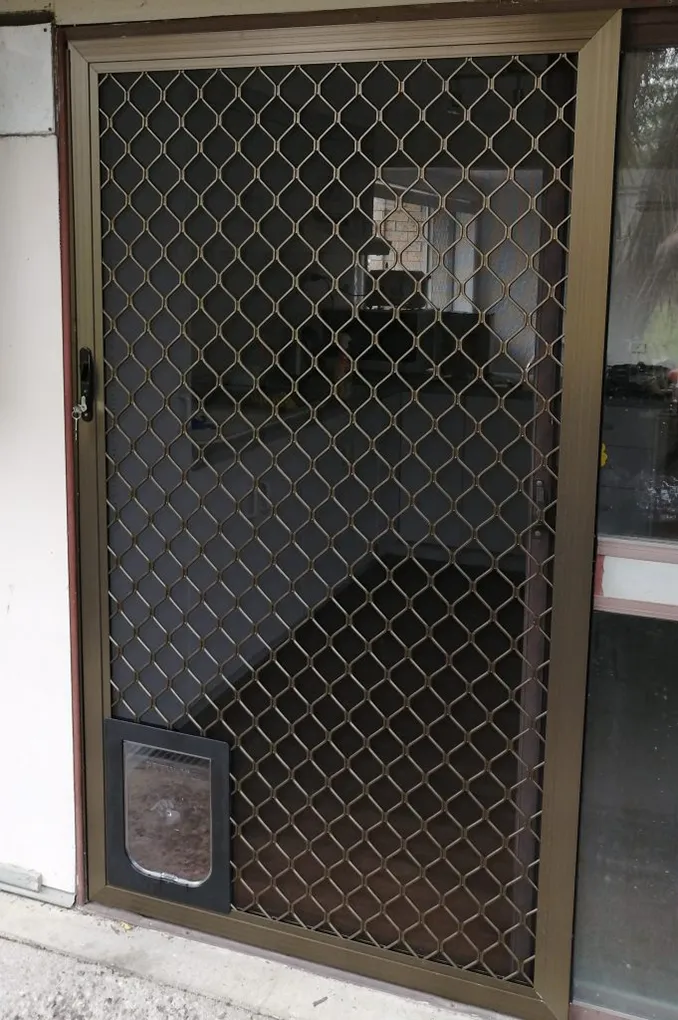 Bronze framed sliding security screen door