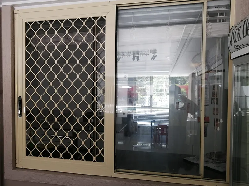 sliding servery door with security grille