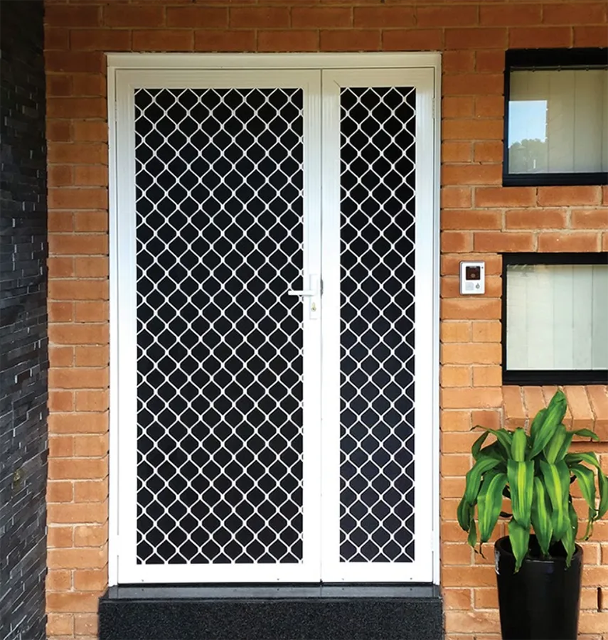 White Diamond Grille Security Screen Door