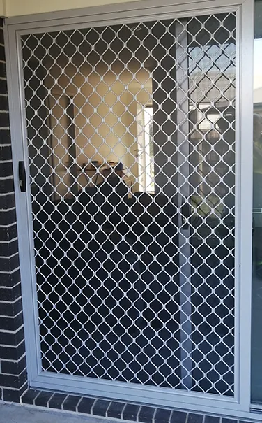 Ultra silver frame and grille sliding door